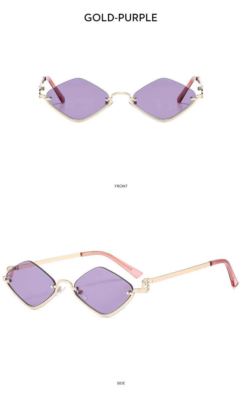 Mode Kleine Polygonale Sonnenbrille Frauen Marke Metall Halb Rahmen Gläser Damen Hipster Sexy Cat Eye Shades Vintage – Detail 12