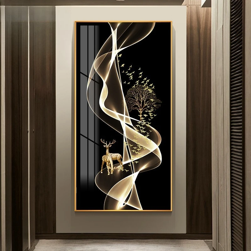

Modern simple entrance decorative painting Nordic light luxury vertical art abstract corridor