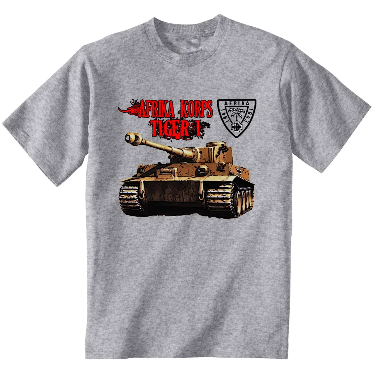 WWII Wehrmacht Afrika Korps Panzer Tiger I Tank T-Shirt 100% Cotton O-Neck Summer Short Sleeve Casual Mens T-shirt Size S-3XL