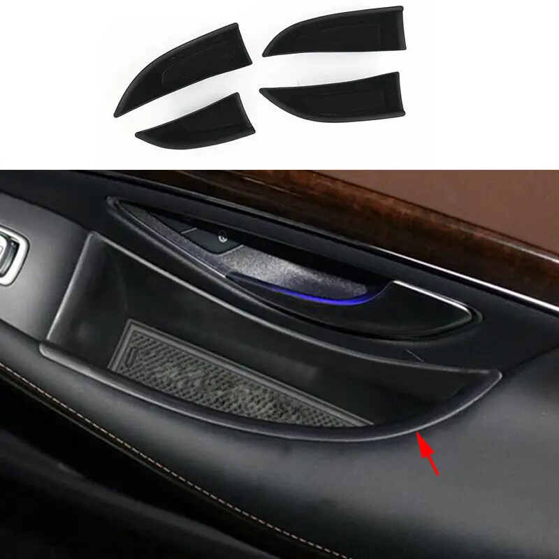 

4 PCS Car Door Armrest Storage Holder Tray For Benz S Class W222 2014-2017