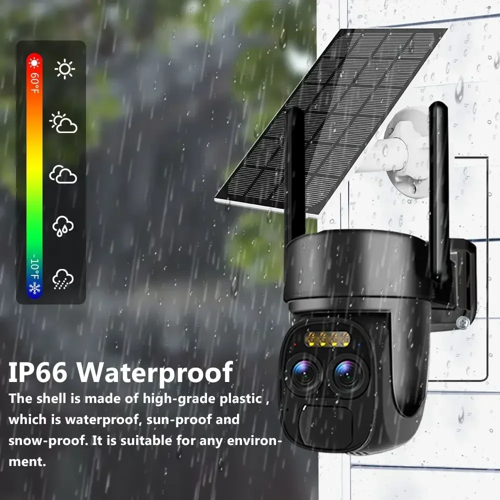 4k 8mp lente dupla wifi painel solar câmera ao ar livre 10x zoom óptico áudio cor visão noturna bulit-in bateria câmera de segurança O-KAM