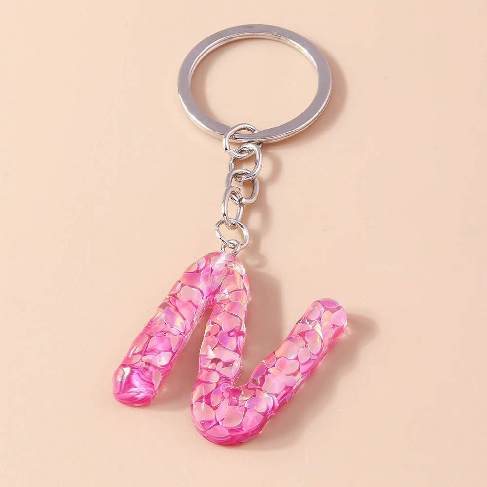 Mode Harz 26 Buchstaben A-Z Alphabet Schlüssel anhänger für Auto Schlüssel Souvenir Geschenke für Frauen Männer Handtasche Anhänger Schlüssel ringe DIY Zubehör – Detail 17