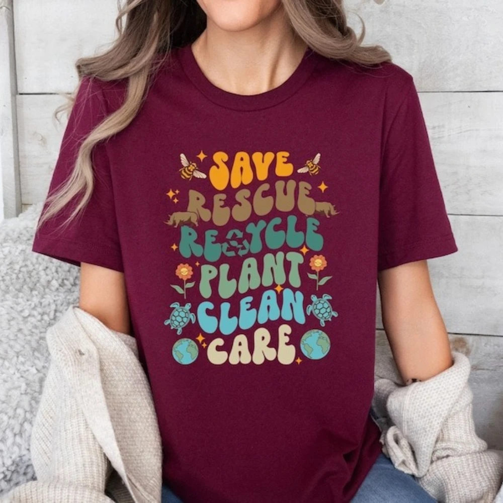 يوم الأرض اليوم اليومي تي شيرت صديقة للبيئة التي شيرت سعيد يوم الأرض قميص صديق البيئة لطيف هدية المحملة الرجال النساء ملابس علوية من القطن