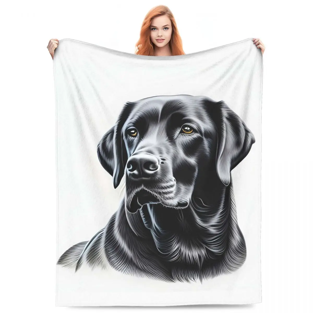 Black Labrador Retriever Blanket Fleece Sofa Throw Blanket Super Soft for Home Bedroom Travel Throws Bedspread Quilt