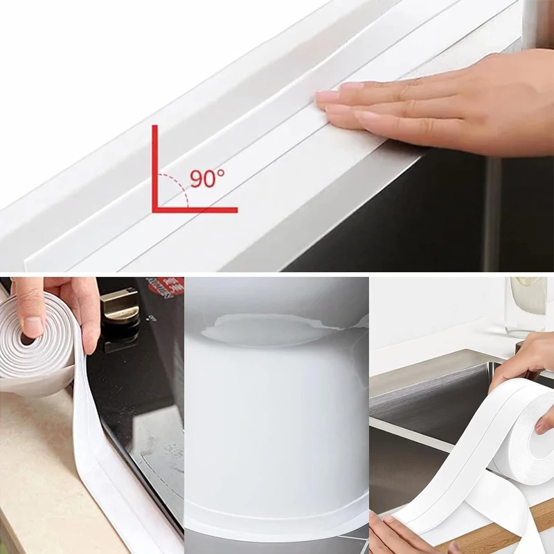 Bathroom and Kitchen Sealing Tape Sink Wall Corner Waterproof Mildew Proof Tapes Toilet and Floor Wall Edge Protection