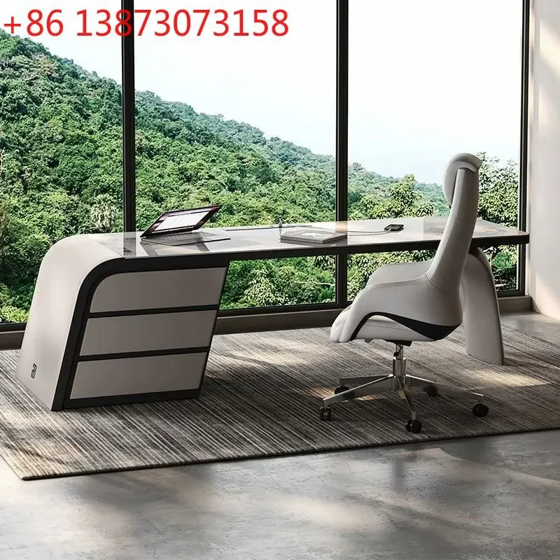 Nordic study rock slab desk light luxury modern simplicity high sense simple computer desk room multi-functional writing