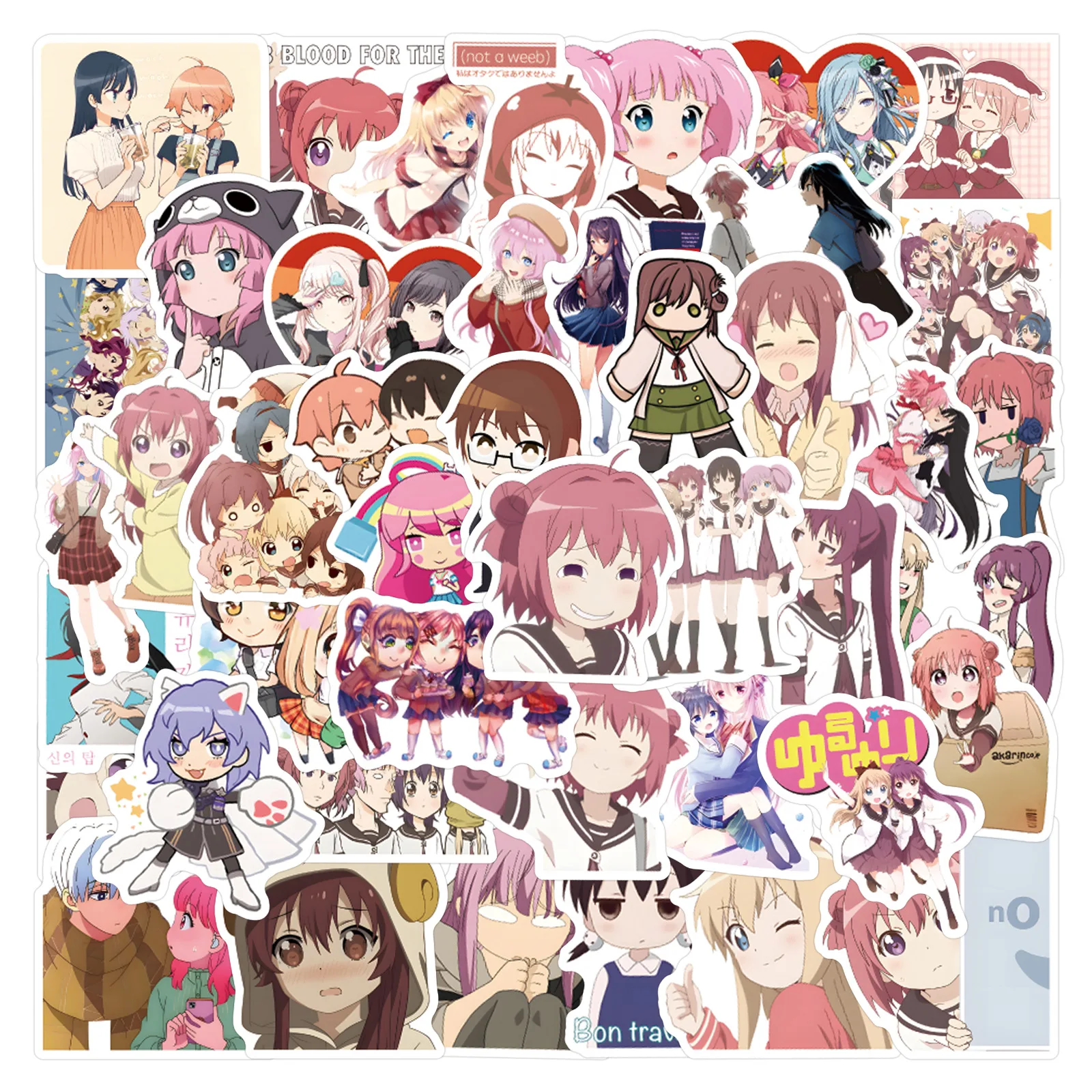 

10/30/55PCS New Yuri Anime Sticker Cartoon Cute Fun Doodle Decal Toys for Water Cup Pencil Box Scrapbook Guitar Notebook Diary
