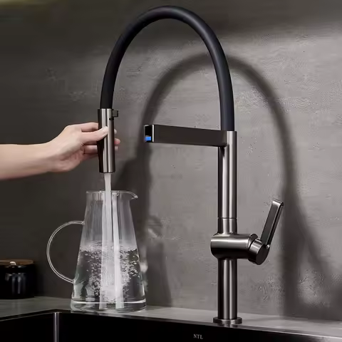 Gray Kitchen Faucet Sink Faucets Brass Pull Down Sprayer Taps Rotation Kitchen Mixer Water Tap Hot Cold Crane Deck Mounted Taps