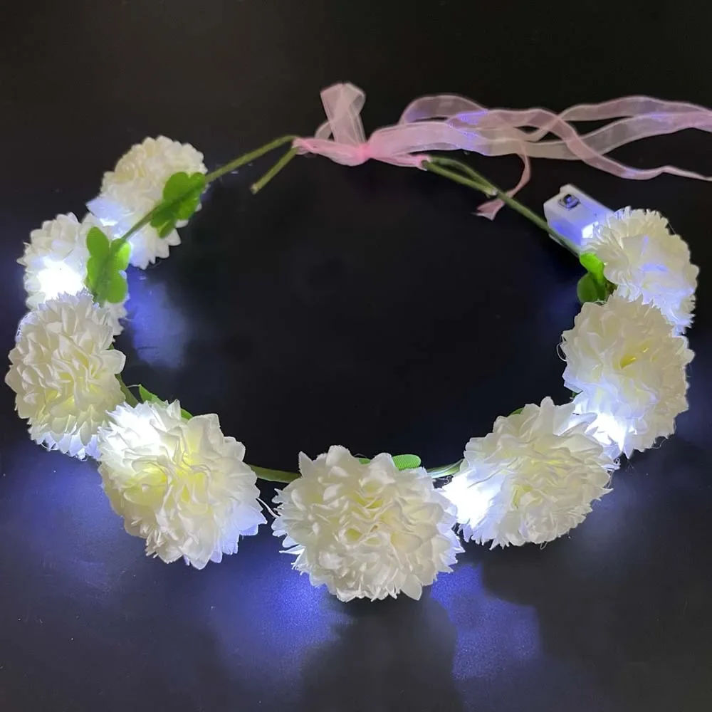 

Light Up Hydrangea Flower Wreath Headband Floral Crown Garland Headpiece Wedding Festival Birthday Party Christmas