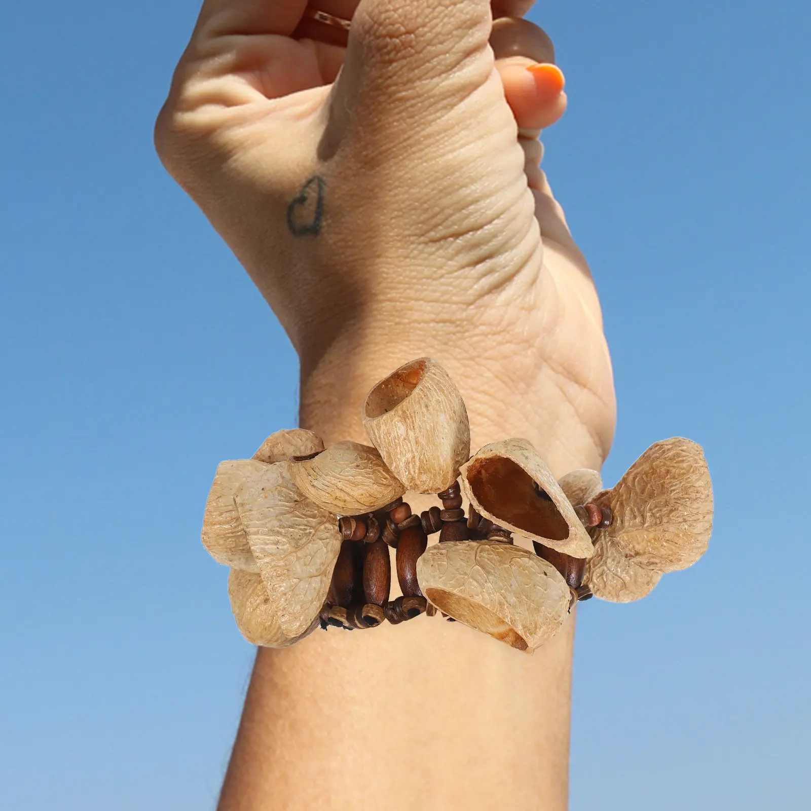 Pulsera de Cascas de Nuez Tribales Africanas, Instrumento Musical Artesanal, Maracas, Sonajero de Percusión, Agitador de Muñeca, Danza Africana
