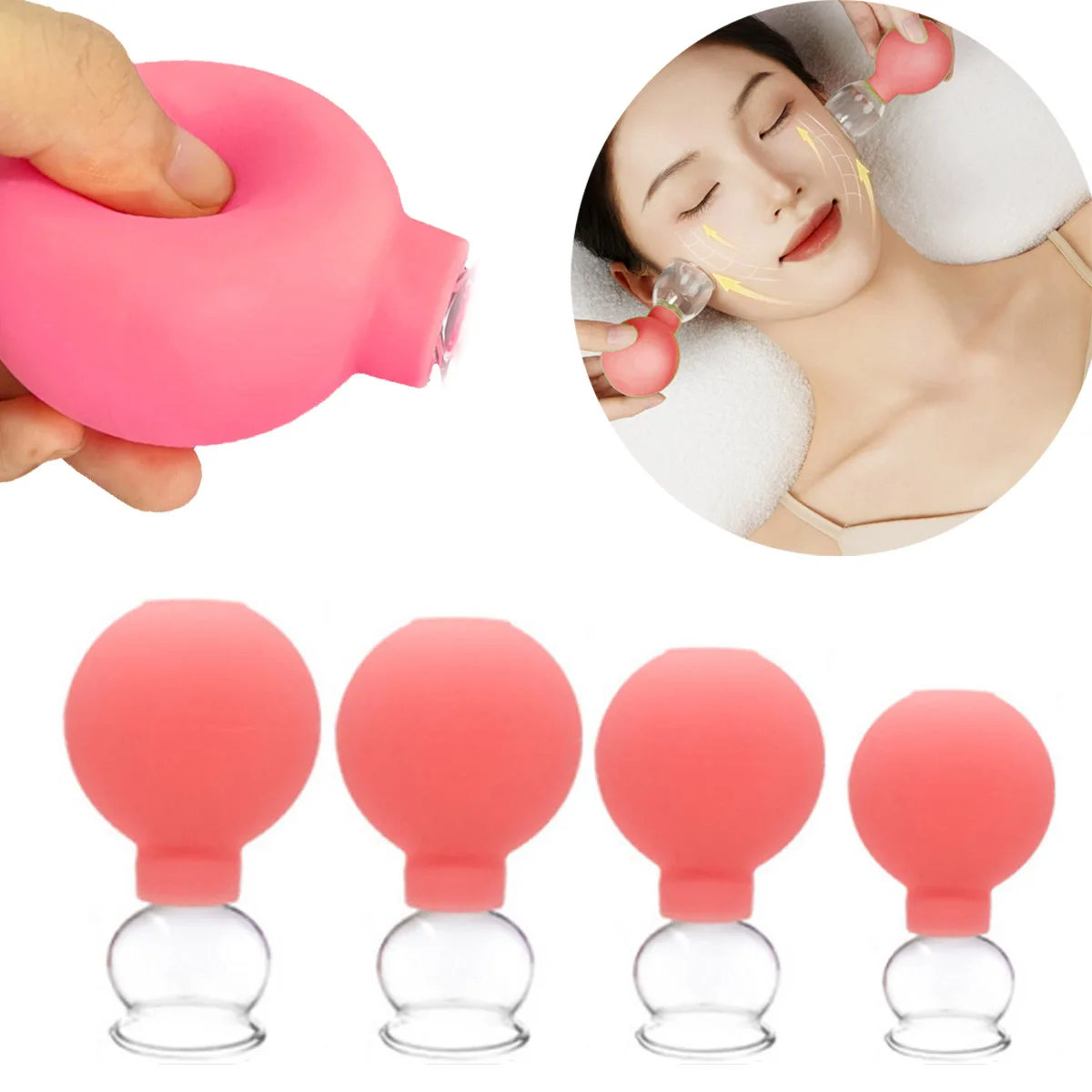 

Silicone Glass Vacuum Cupping Massage Cup Body Face Neck Eye Massager Cupping Body Facial Care Steaming Pore Cleaner Tool