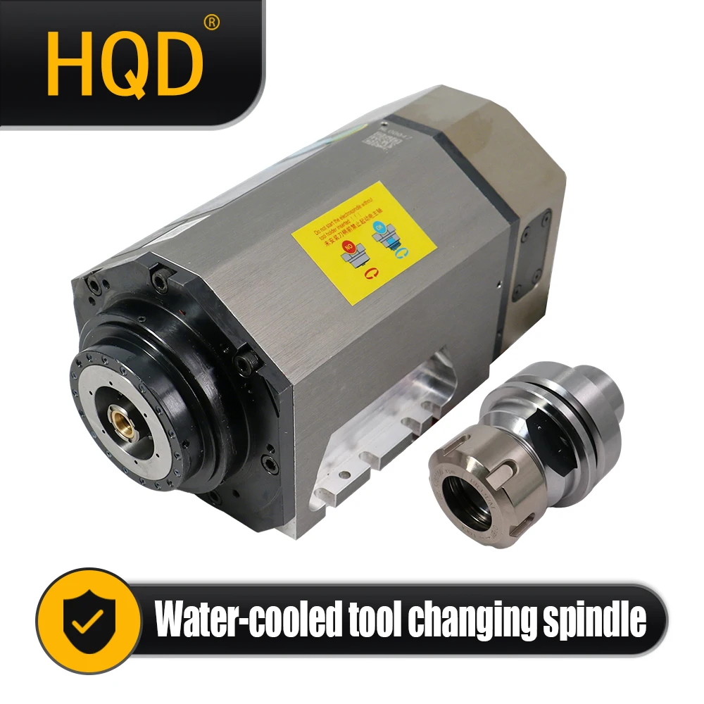 12kw ATC Spindle Motor HSK63F Hydrocooling 8.5Nm 450-800hz 13500-24000rpm Five axis water-cooled spindle AC200-240V 380-440V