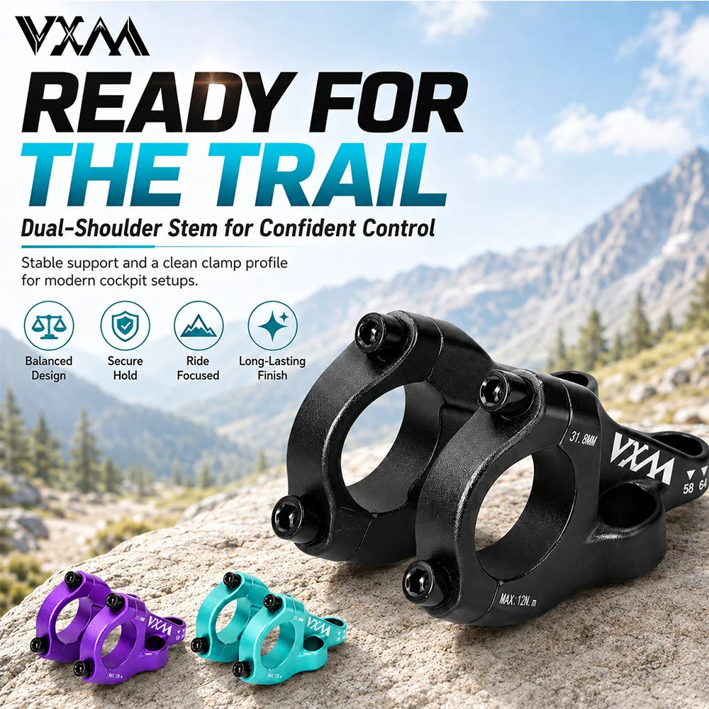 Bicycle Cockpit Support Stem 31.8mm Handlebar Clamp 58/64mm Forged Alloy Dual Shoulder Design for MTB Gravel Road Bike Upgrade