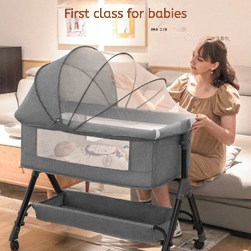 

Factory Aluminum Crib Portable Multifunctional Large Size Newborn Bed Modern Foldable Removable Bedroom BB Bed