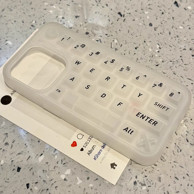 Compatible for Iphone 16 13 11 Case IPhone 15 11 13 12 14 16 Pro Max Simple Decompression Transparent Keyboard Style Soft Case