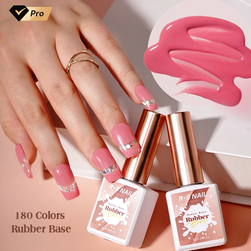 Long Lasting Rubber Base Gel 8g Wholesale Supplies Oem Bulk 180 Colors Rubber Base Gel Uv Nail Rubber Base Coat