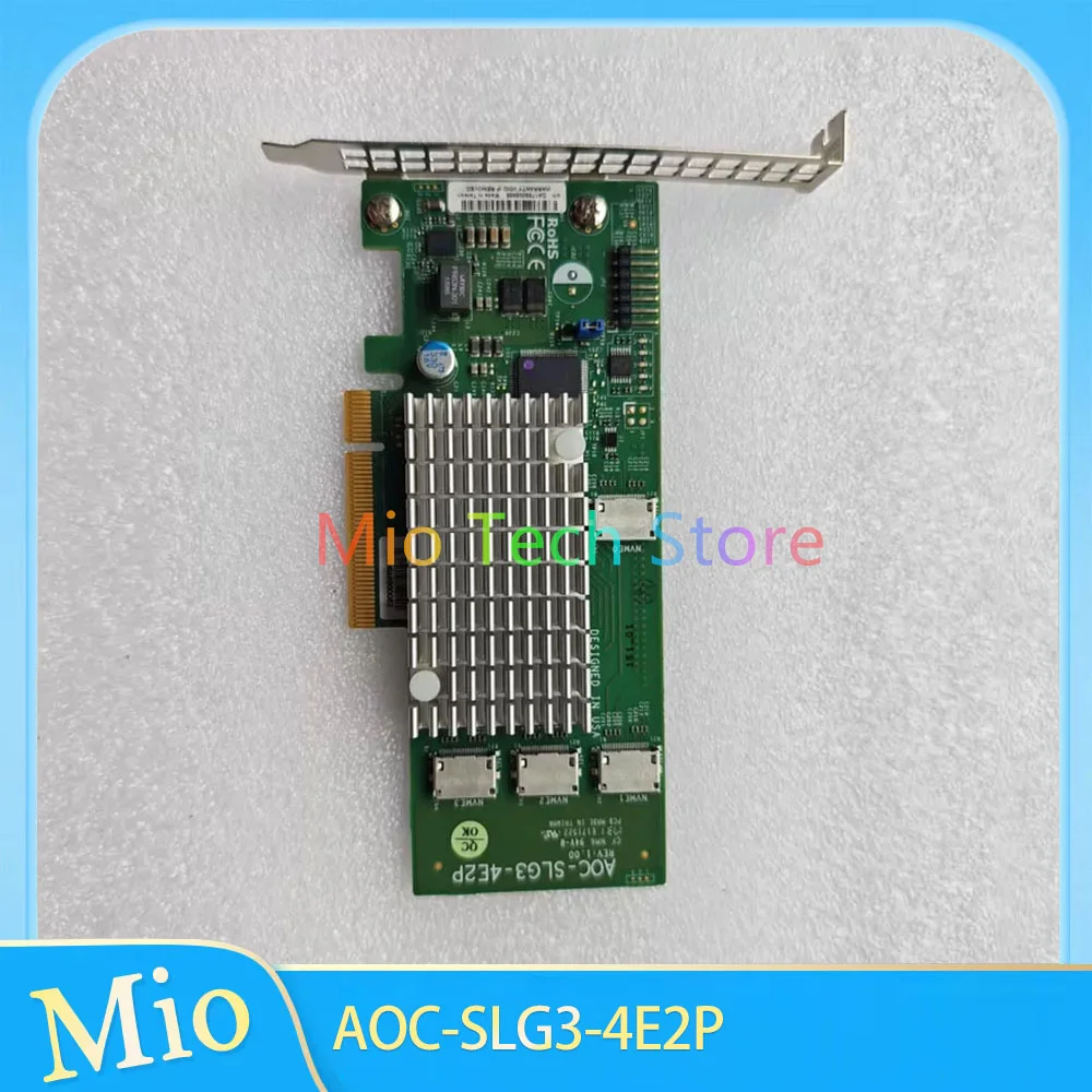 Transfer card PCIe to four port SFF-8611 NVME U.2 expansion card AOC-SLG3-4E2P