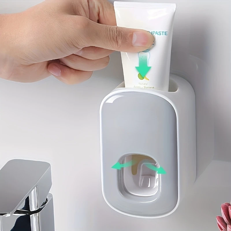 Smart Automatic Toothpaste Dispenser Set - One- Squeezing, Wall-Mounted Toothbrush Holder, Space-Saving Design - Perfect for  Ba