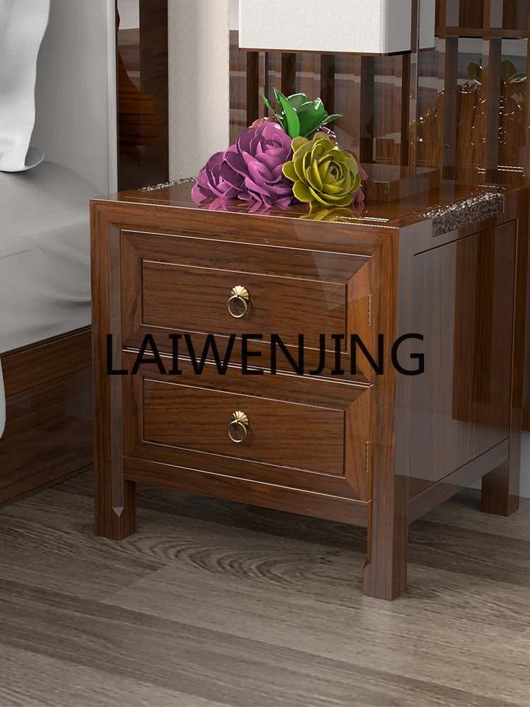 Chinese-Style Solid Wood Bedside Safe Box 55cm High Hidden Anti-Theft Fingerprint Password Family Safe Box