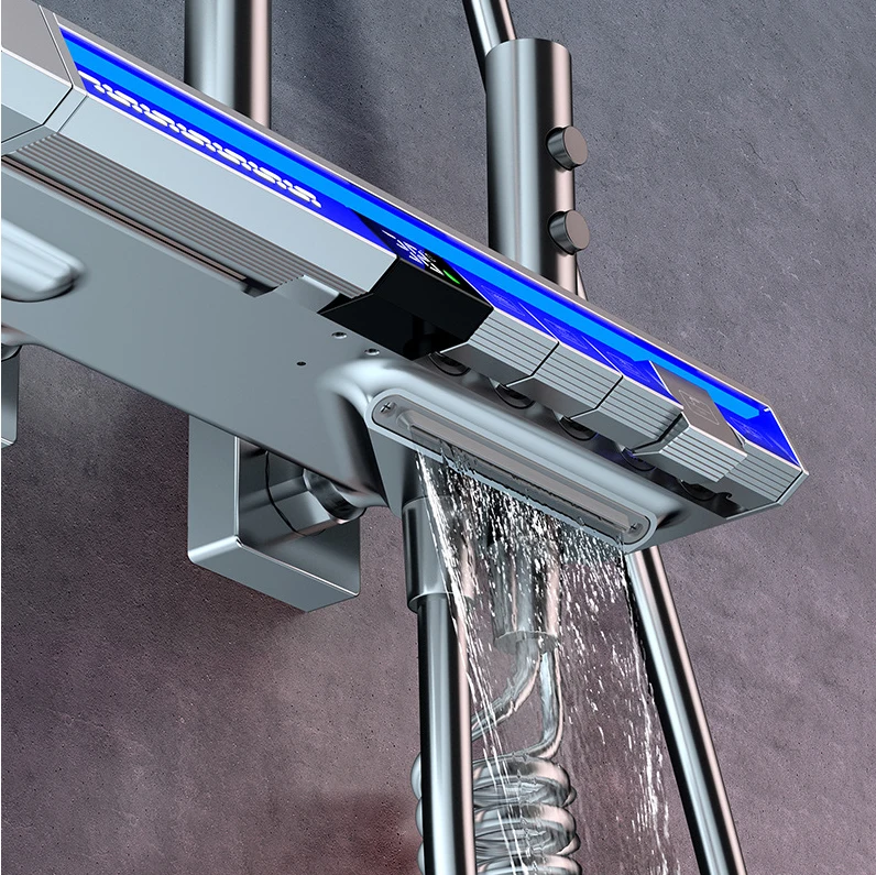 Branco termostático piano digital sistema de chuveiro do banheiro torneiras acessórios chuvas cabeça chuveiro quente e fria conjunto chuveiro digital