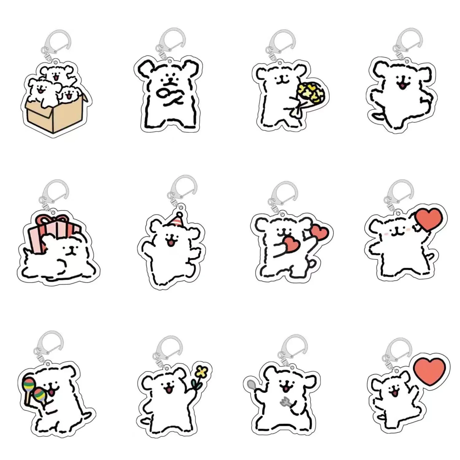 

Anime cute puppy cartoon acrylic keychain backpack ornament pendant children and adults holiday gifts