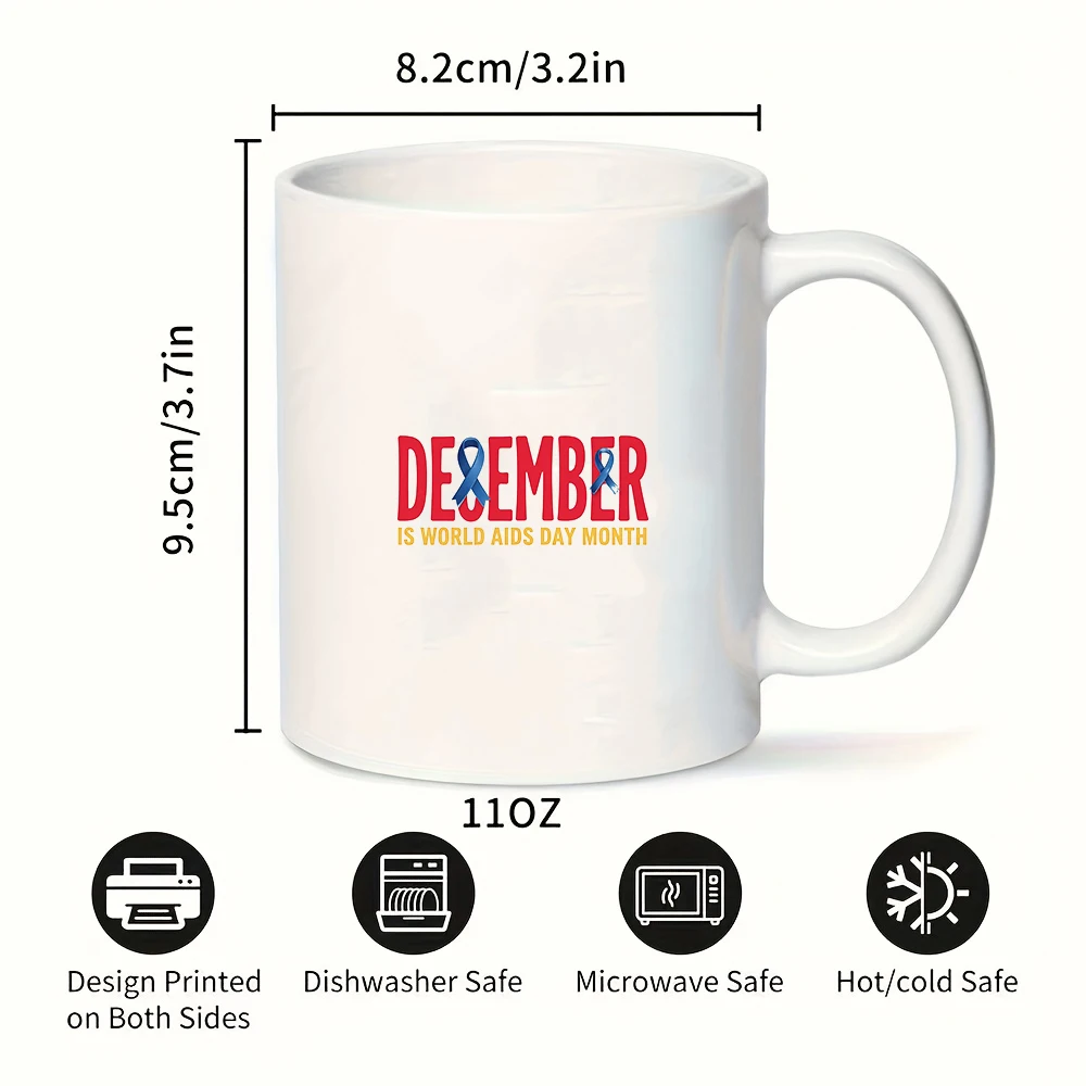 كوب على شكل قلب بشريط أحمر لعمر الإيدز في ديسمبر كوب تذكاري مناسب للأطفال والمكتب والاستخدام المنزلي وعيد الميلاد الصديق للبيئة #3