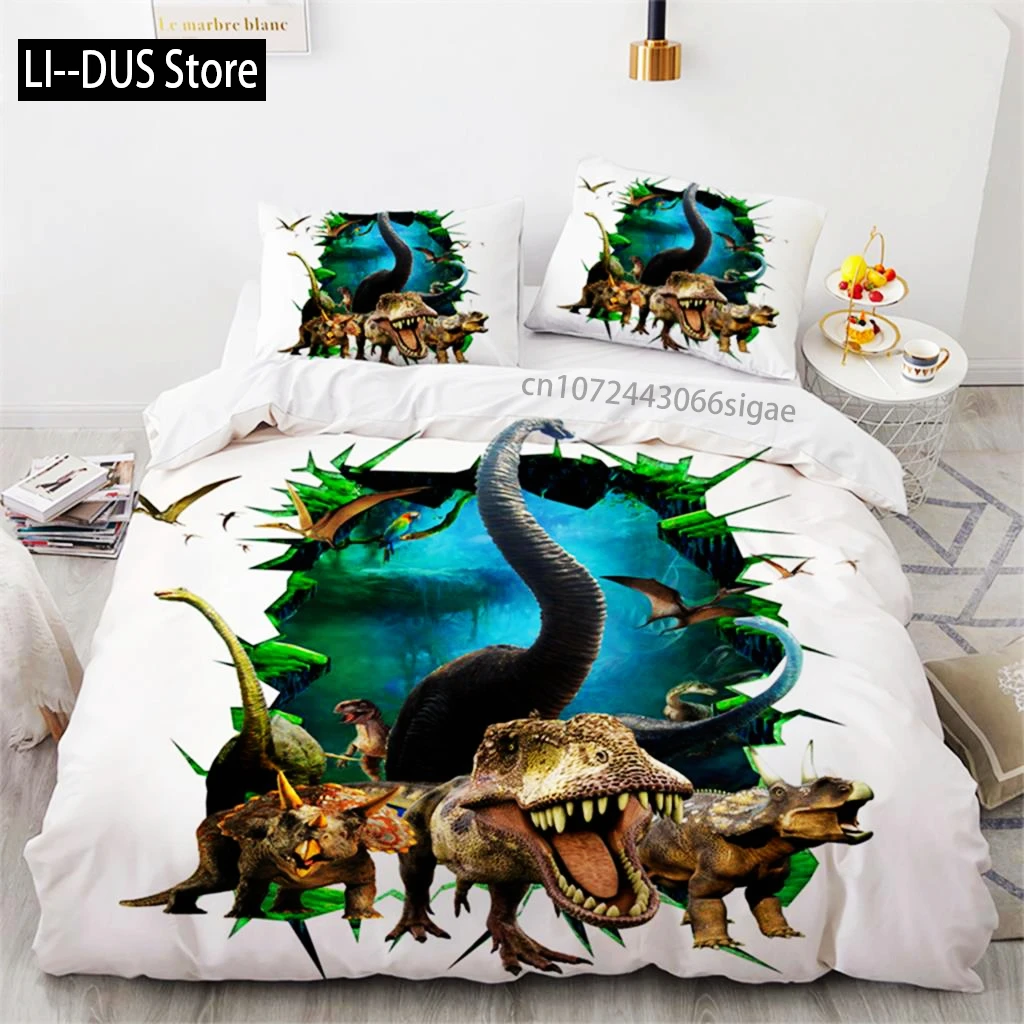 

Dinosaur Duvet Cover Microfiber 3D Animal Comforter Cover Jurassic World Park Dinosaur Bedding Set Kids Teens Gift Room Decor