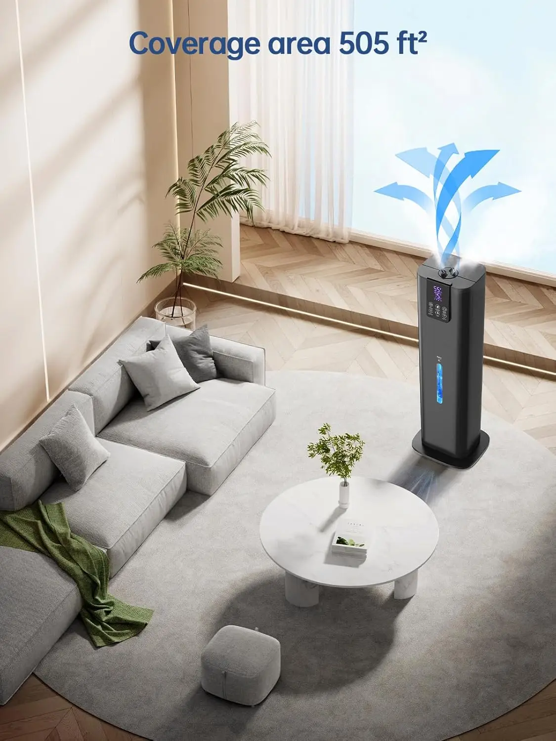 8L Smart Humidifiers for Bedroom Large Room, 2.1Gal Cool Mist Top Fill Ambient Light, App & Remote Control,