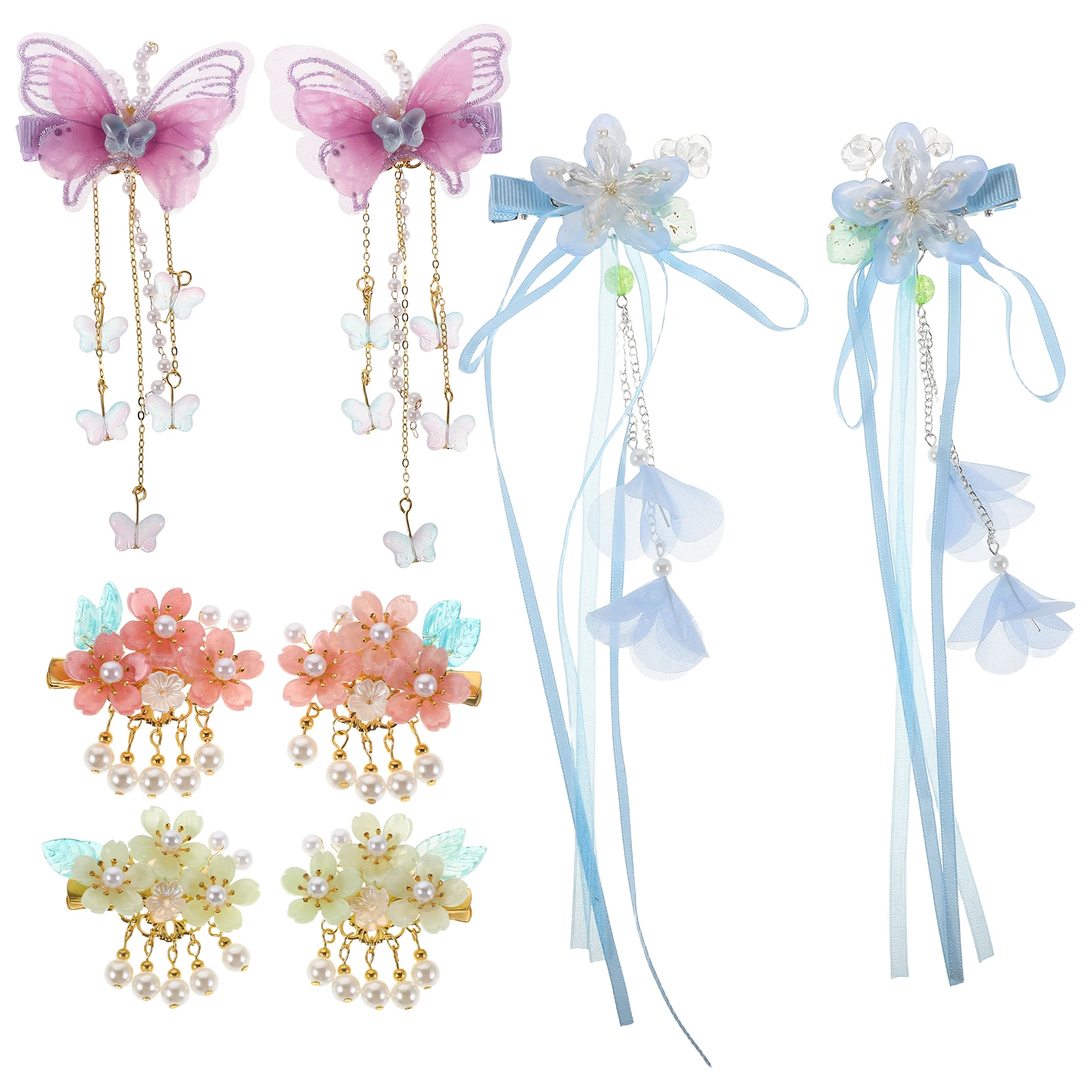 

Ancient Style 'S Hair Accessories Butterflies Clip Barrette Hanfu Tassel Flower Hairpin Fairy Charm Cultural