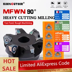 MFWN90 Heavy Cutting Milling Cutter Head MFWN90063R Indexable End Mill Fast Feed Face End Mill WNMU0806 Milling Insert CNC Lathe