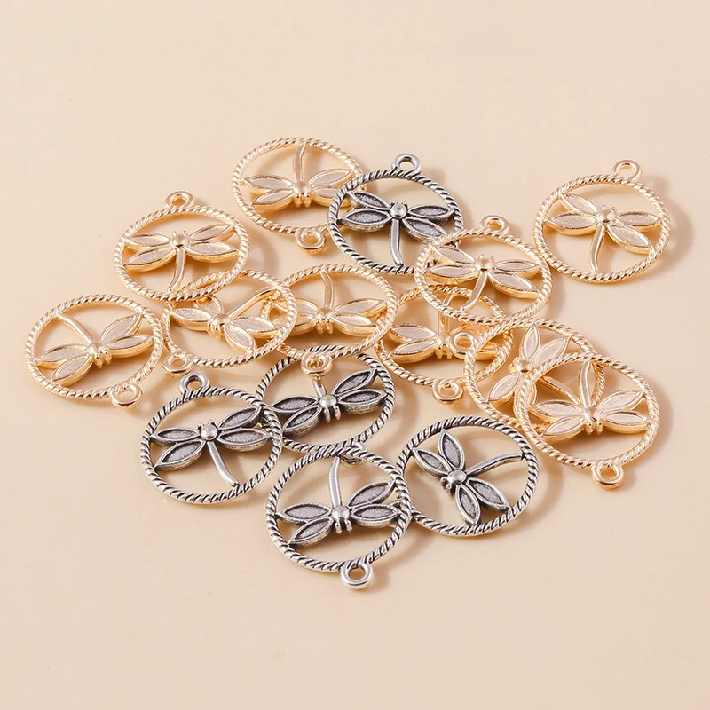 

Leslie 20pcs 19*22mm Alloy Hollow Dragonfly Charms Animal Pendants for Bracelet Necklace DIY Jewelry Making Accessories