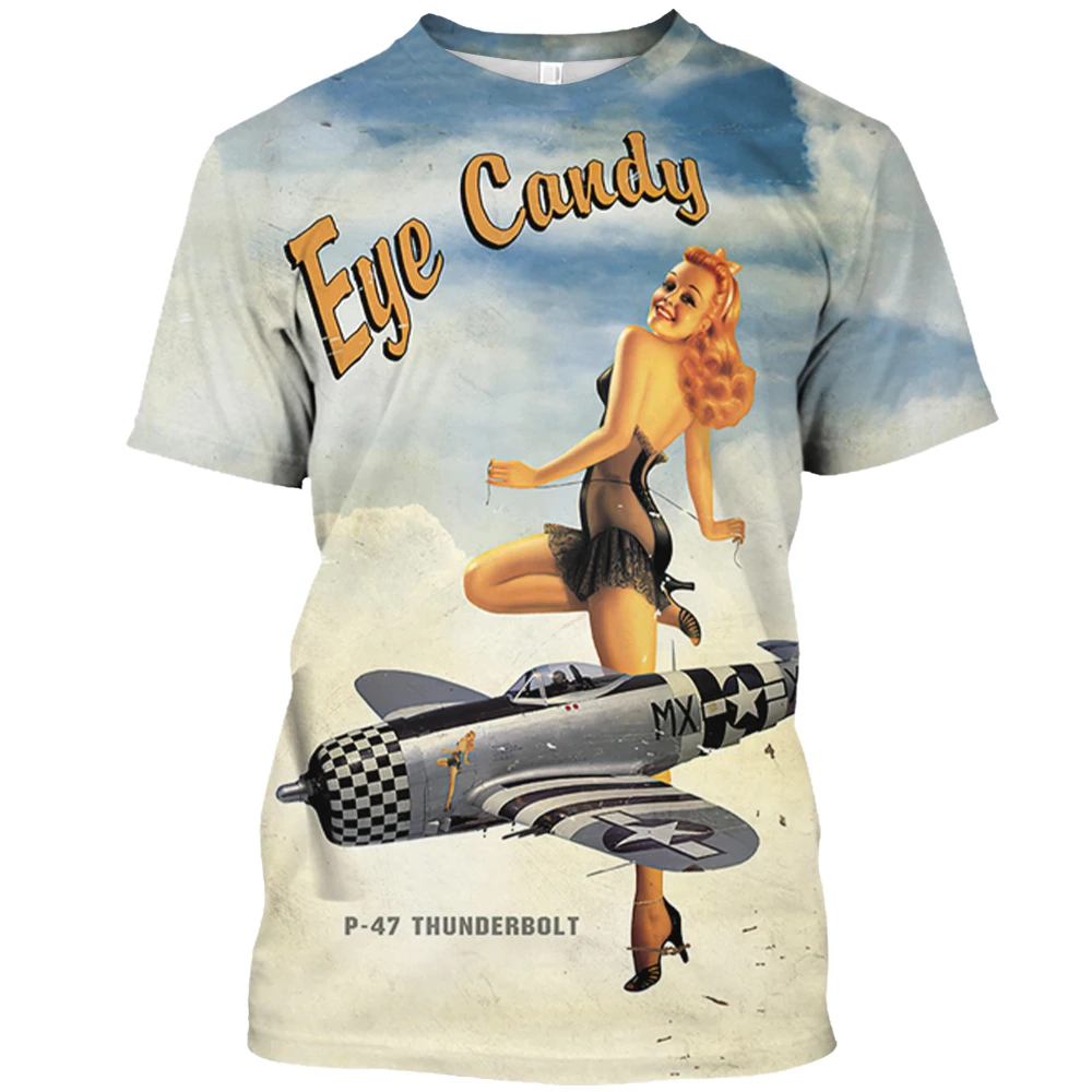 Summer Fashion Retro Sexy Girl graphic t shirts For Unisex Europe and America Trend Casual Men Fun Printed Round Neck Tees