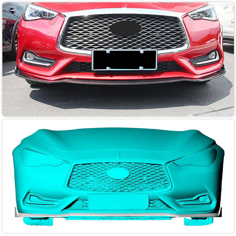 Car Front Bumper Lip Spoiler For Infiniti Q60 Coupe 2016-2021 Front Bumper Lip Chin Spoiler Splitters Apron Guard Carbon Fiber