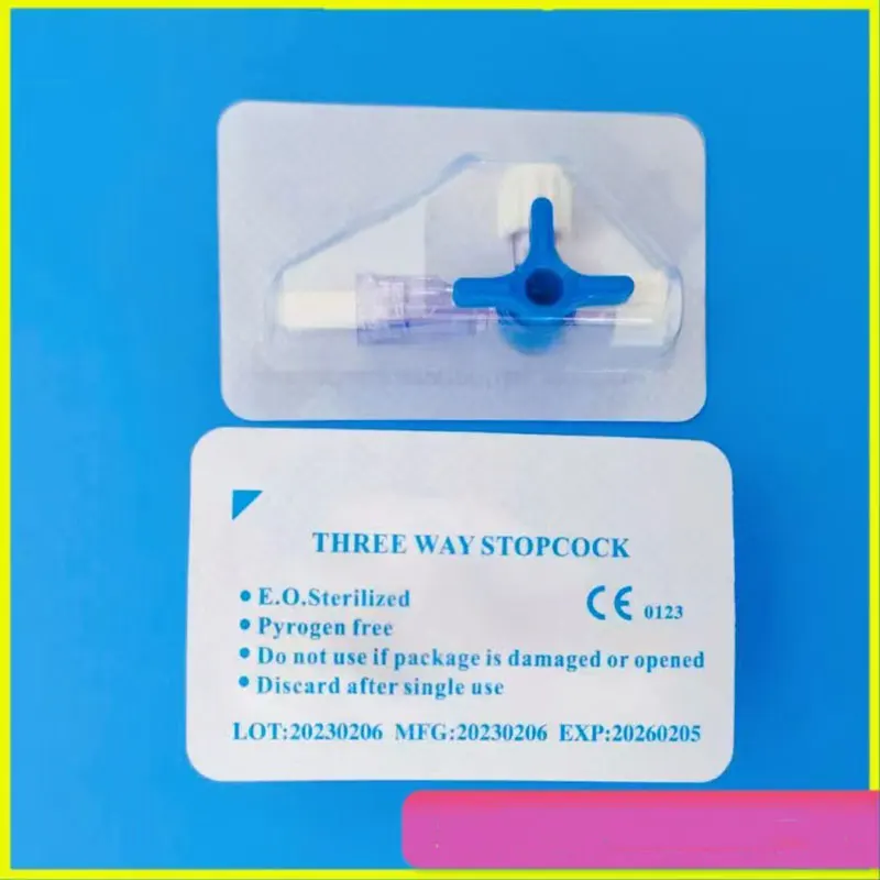 20PCS Pet Sterile Plastic Medical Three Way Valve Flow Control Luer Stopcock Valve Infusion Set With Male Lock Adapter