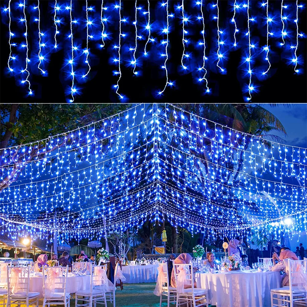 LED Icicle Curtain Christmas Light Outdoor Indoor Garland String Fairy Street Light Drop 0.4-0.6m Garden Room Decor Luces LED