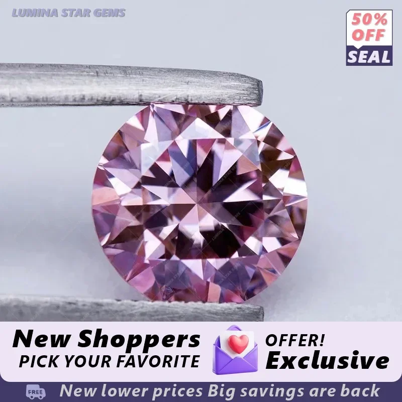 Lab Created Moissanite Round Cut Sakura Pink Gemstone for Diamond Tester Certification Gift Lab Grown Sapphire Alternative