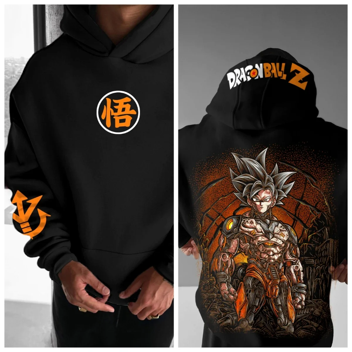 

Dragon Ball Goku Anime Print Hoodie for Men Oversized Casual Soft Warm Cyberpunk Neon Style Couple Clothing Unisex