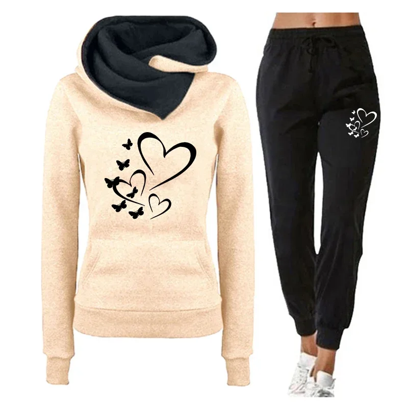 Zweiteiliges Set, lässig, bedruckt, Hoodies, Damen, komplette Sets, Sport, Komfort, Outdoor, Alltag, hochwertig, Joggen, Fitnessstudio, Damenmode, Anzug