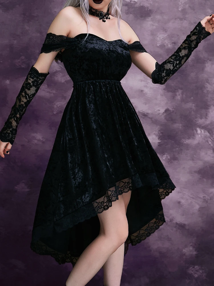 2024 nuovo abito Lolita gotico Y2K ragazza vintage dolce pizzo rosa elegante principessa abiti da festa per le donne abito scuro di Halloween