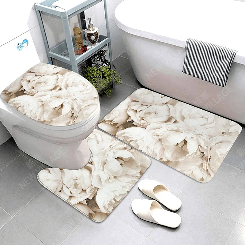 Anti-slip Bath Mat Bathroom Rug Shower Mat Decorative Absorbent Foot Mat Entrance Bathtub toilet rug boho Nordic plant leaf