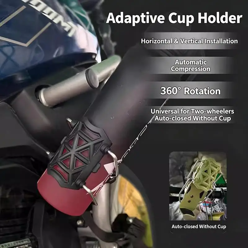 Universal Bicycle & Motorcycle Water Bottle Cage With Protective Cushioning, Adjustable Concealed Cup Holder And Beverage Holder