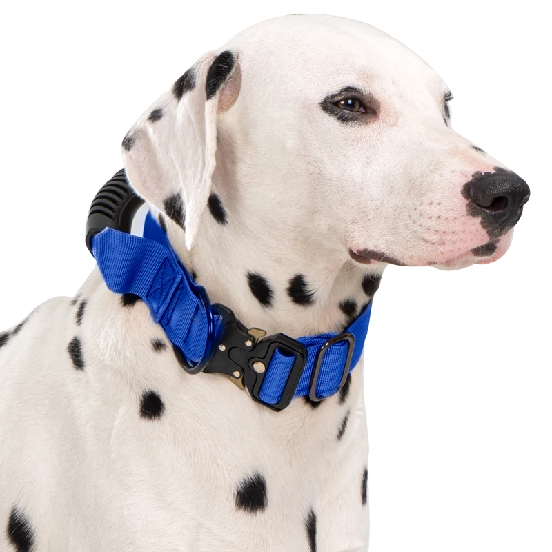 Taktisches Hundehalsband für mittelgroße und große Hunde, robuste Hundehalsbänder mit Griff, Hundetrainingshalsband mit Metallschnalle, dickes Militär – Detail 16