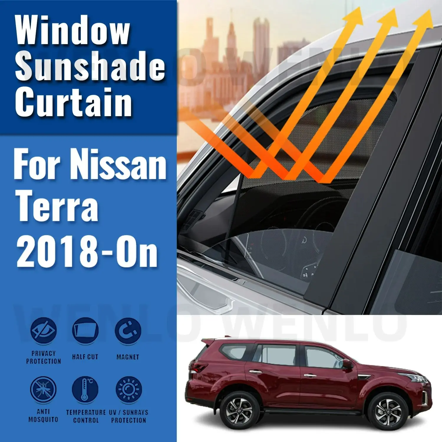 

For Nissan Terra X-Terra 2018-2024 Magnetic Car Sunshade Front Windshield Frame Curtain Rear Side Window Sun Shade Visor