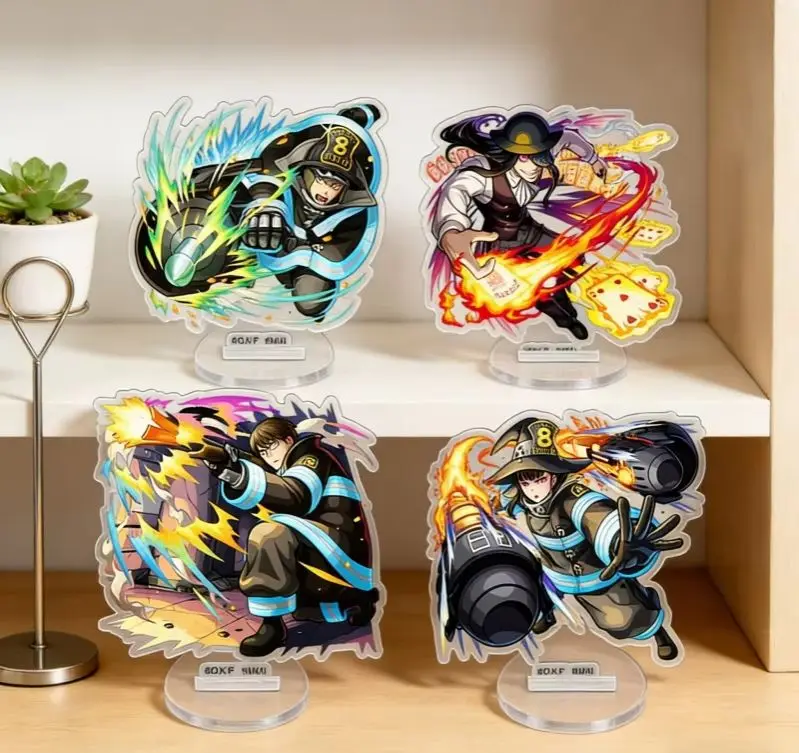 Anime Fire Force Shinra Kusakabe Arthur Boyle Acrylic Stand Model Stand Plate Cosplay Figure Prop Decor Ornament Firend Gifts