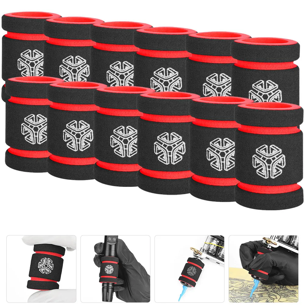 

12pcs Elastic Tattoos Grip Covers Anti-Slip Sponge Thick Universal Handle Sleeve Sweat Absorbing Protective Cover For Tattoo