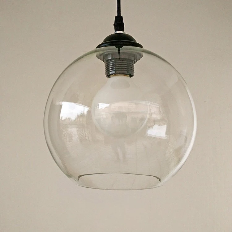 D13cm D15cm D18CM D20cm D25cm Hand Blown Clear Glass Globe Lamp Shade Replacement with 2 Ends Opening Glass Cover Ball Lampshad