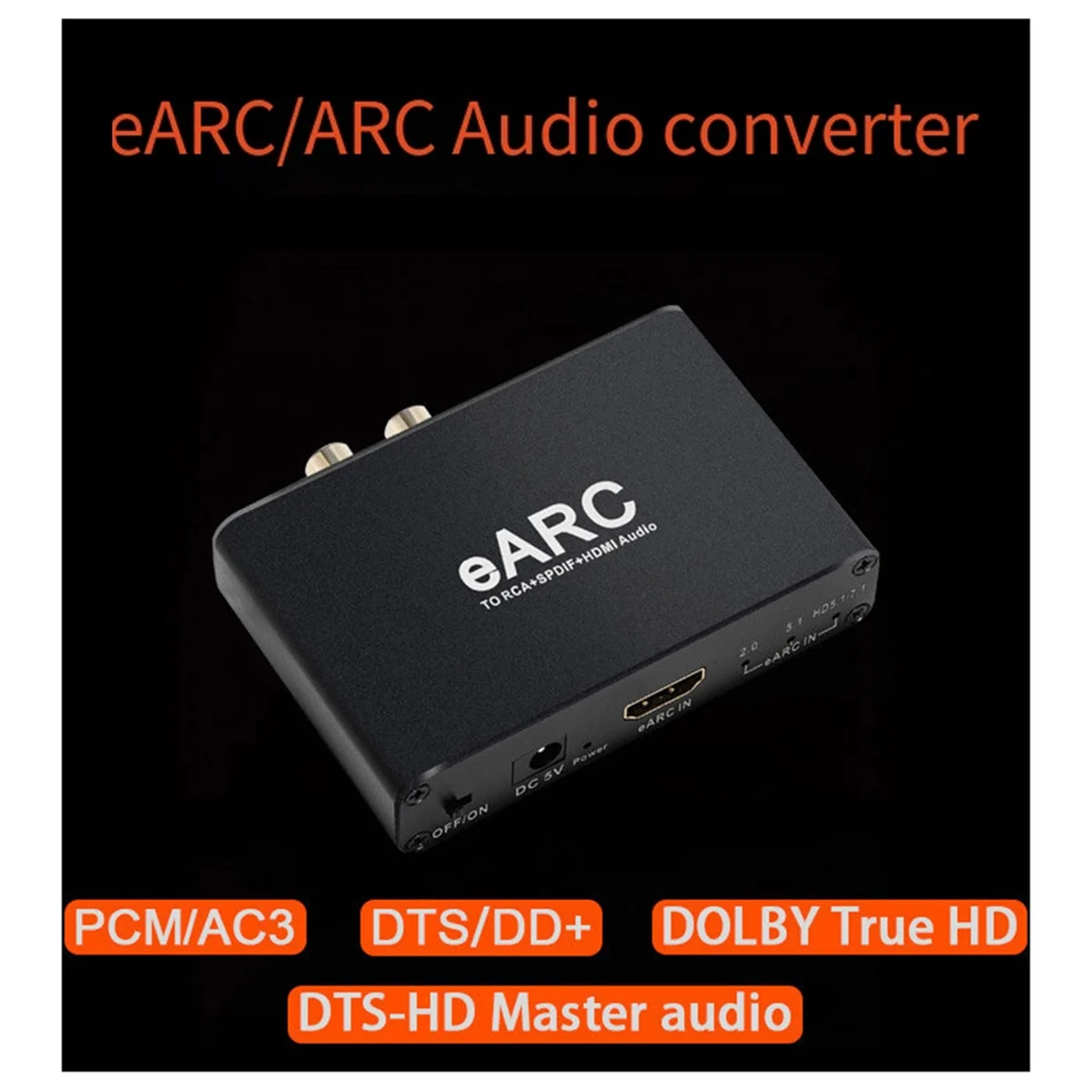 Extrator de áudio earc compatível com hdmi, conversor de 192khz, adaptador extrator de áudio erc para rca para dts dolby atoms ac3