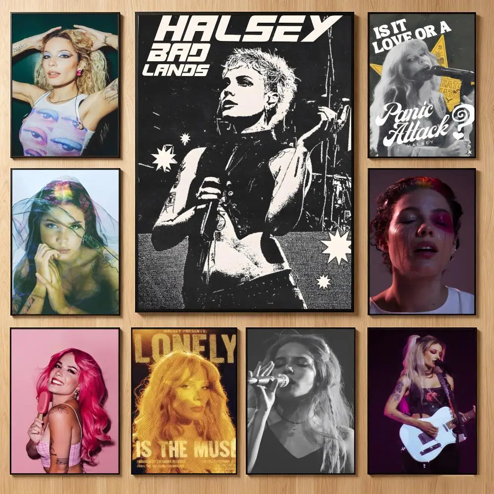 Emotional Singer H-Halsey Poster Classic Self-Adhesive PP Wall Sticker for Living Room Bar Decor Gift