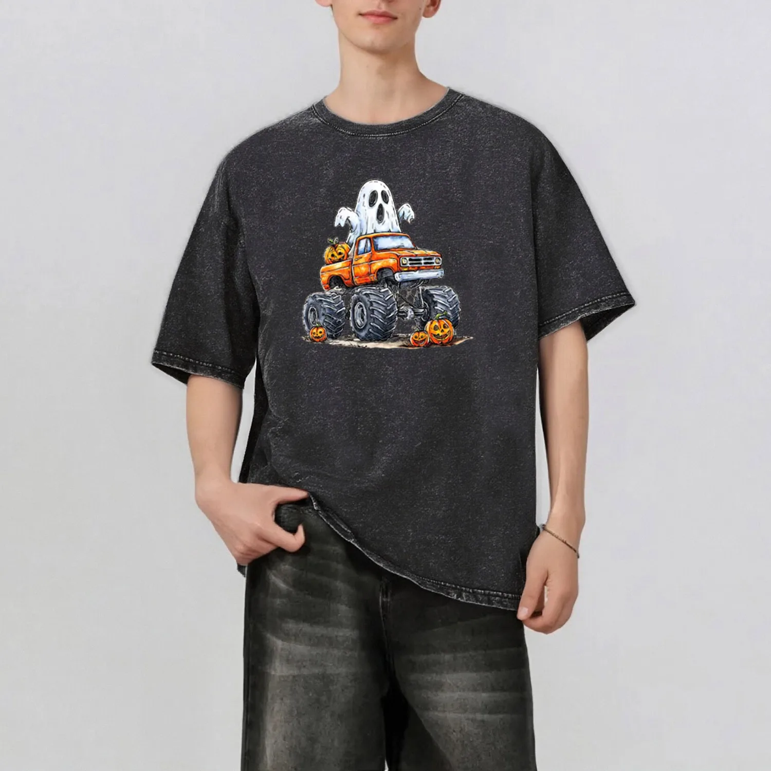 

Мужская летняя футболка с призрачным узором Rint в стиле ретро, повседневная базовая мужская футболка с короткими рукавами, 230 г