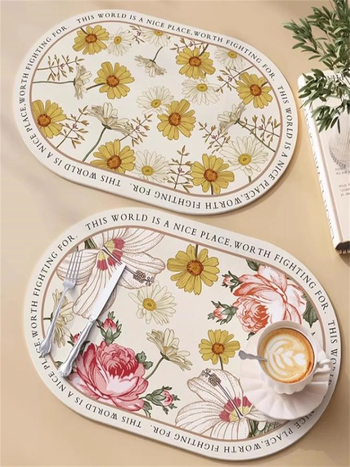 30x45CM French Style Leather Placemat Light Luxury PU High-End Feel Waterproof Oil-Resistant Heat-Resistant for Dining